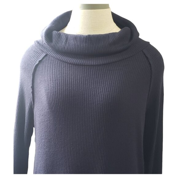 CT1758 Charlie B Navy Cowl Neck Ribbed Top P/S - Picture 2 of 5
